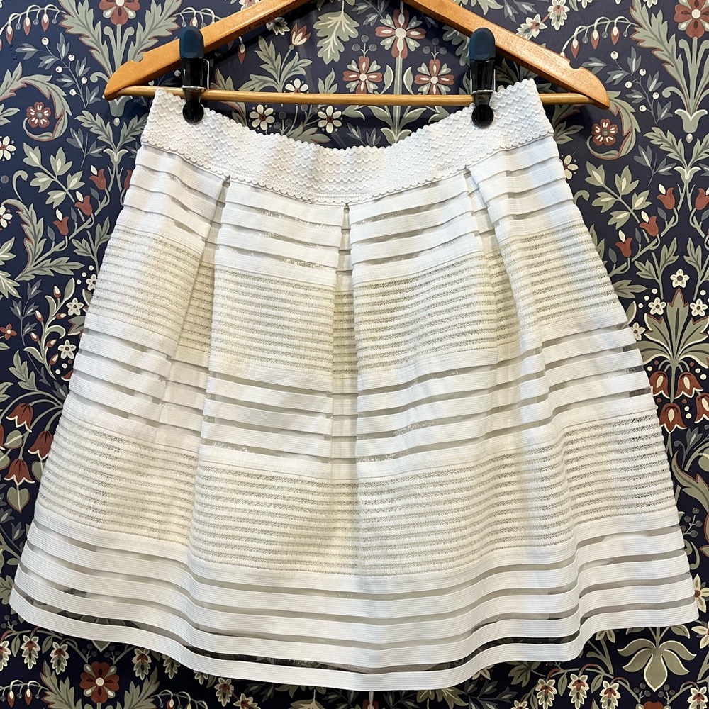 Miami Cream Striped A-Line Skirt
